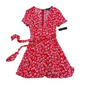Women’s LuLus Red Floral Mini Dress Deadstock 2010s